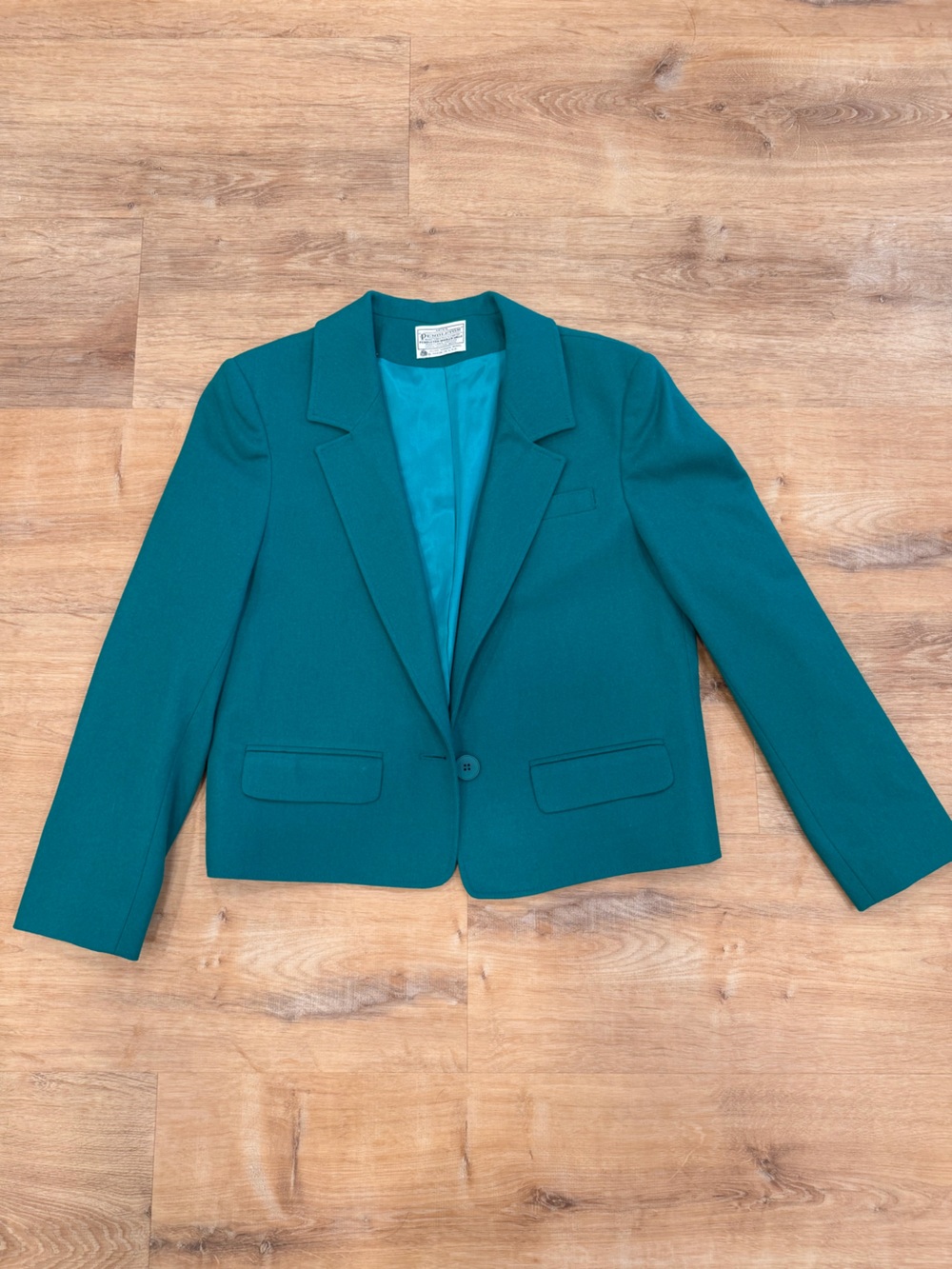 Pendleton Teal 100% Wool Vintage Cropped Women's Blazer